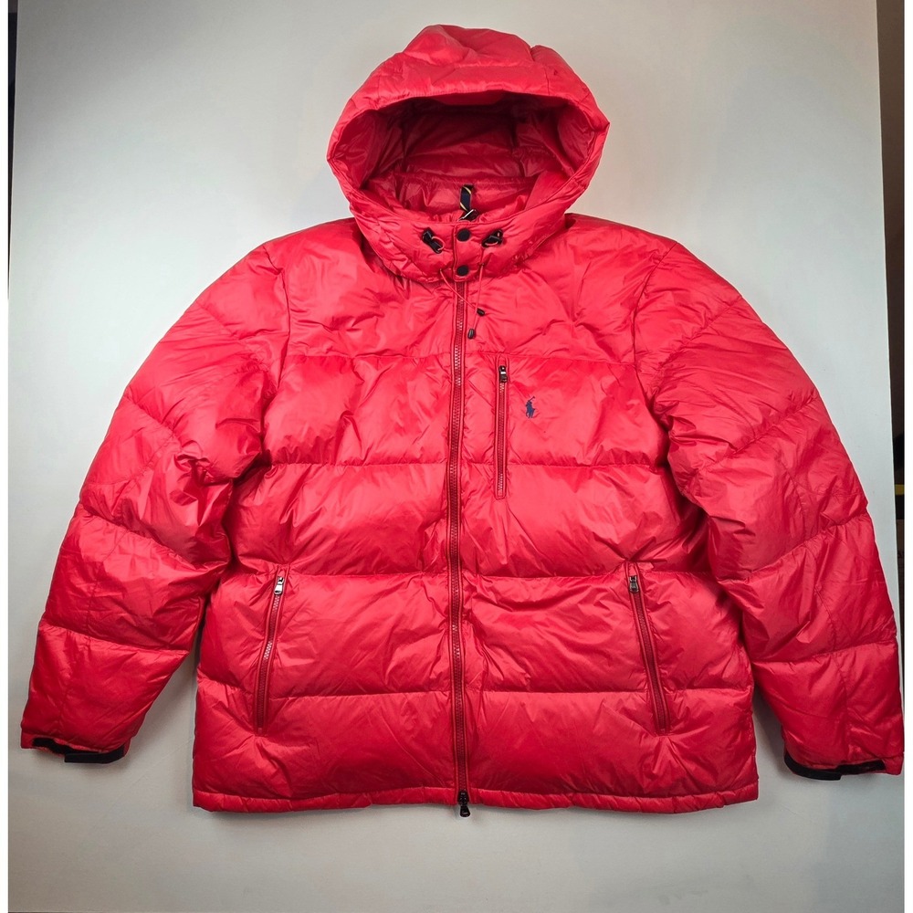 Polo Ralph Lauren Performance Down Red Puffer Jacket Hooded Mens 2XLT Big & Tall